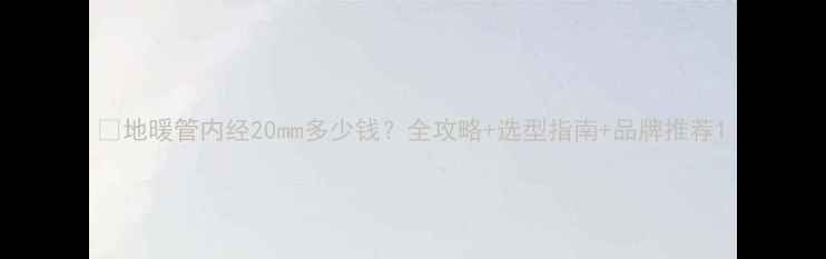 图片 🔥地暖管内经20mm多少钱？全攻略+选型指南+品牌推荐1