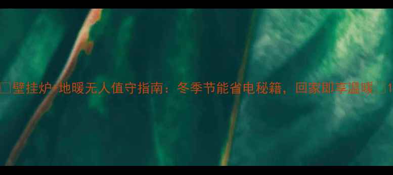 图片 🔥壁挂炉+地暖无人值守指南：冬季节能省电秘籍，回家即享温暖🔥1