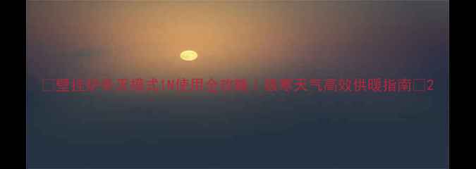 壁挂炉冬天模式1N使用全攻略极寒天气高效供暖指南