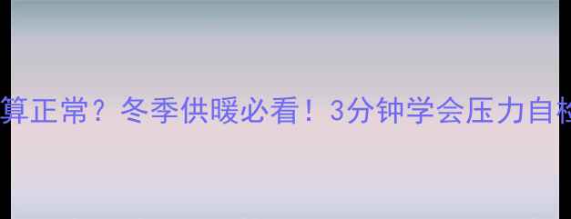 壁挂炉压力多少算正常冬季供暖必看3分钟学会压力自检与故障处理指南