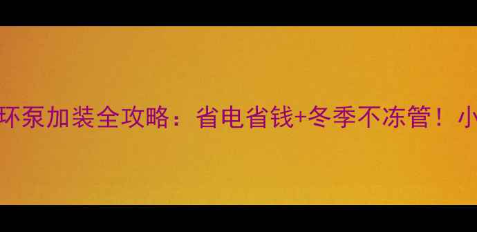 图片 🔥壁挂炉地暖循环泵加装全攻略：省电省钱+冬季不冻管！小白必看实操指南