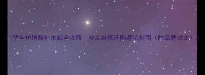 图片 🔥壁挂炉地暖补水阀全攻略｜安装维修选购避坑指南（附品牌对比）2