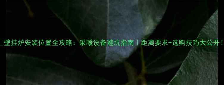 壁挂炉安装位置全攻略采暖设备避坑指南距离要求选购技巧大公开