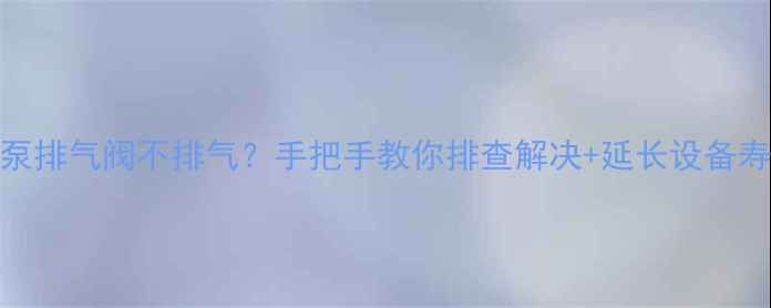 壁挂炉水泵排气阀不排气手把手教你排查解决延长设备寿命的秘籍