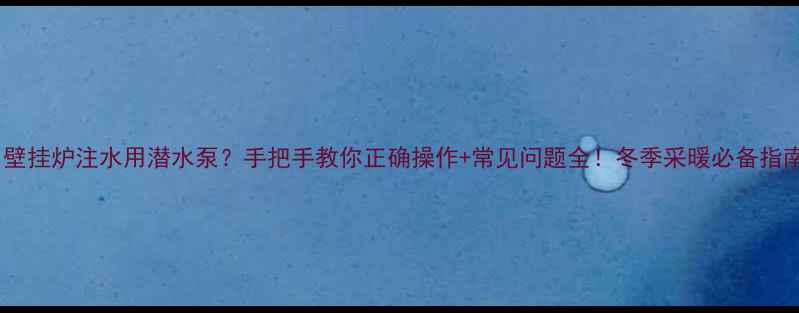 图片 🔥壁挂炉注水用潜水泵？手把手教你正确操作+常见问题全！冬季采暖必备指南2