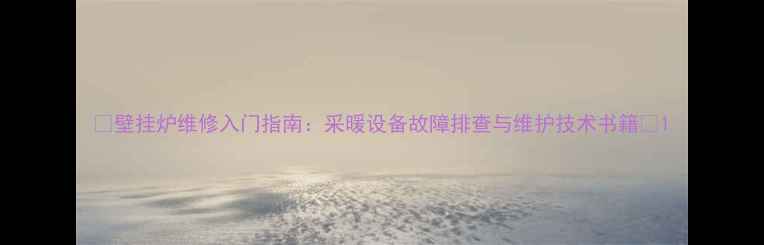 图片 🔥壁挂炉维修入门指南：采暖设备故障排查与维护技术书籍🔥1