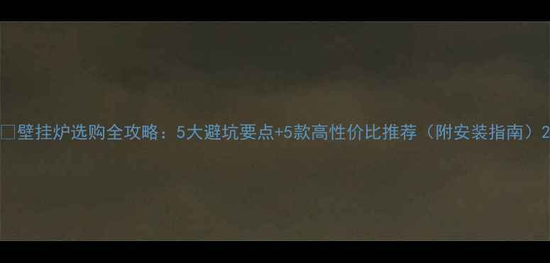 壁挂炉选购全攻略5大避坑要点5款高性价比推荐附安装指南