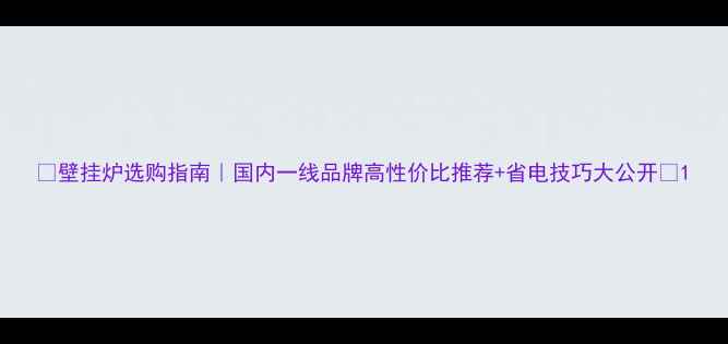壁挂炉选购指南国内一线品牌高性价比推荐省电技巧大公开
