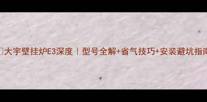 图片 🔥大宇壁挂炉E3深度｜型号全解+省气技巧+安装避坑指南