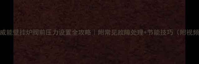 图片 🔥威能壁挂炉阀前压力设置全攻略｜附常见故障处理+节能技巧（附视频）