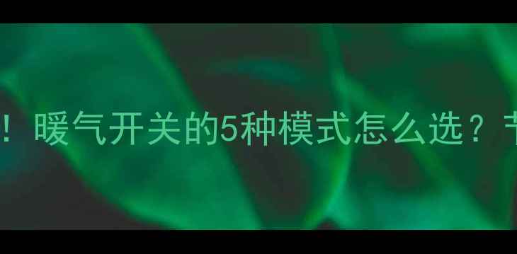 图片 🔥家庭采暖必看！暖气开关的5种模式怎么选？节能省电全攻略1