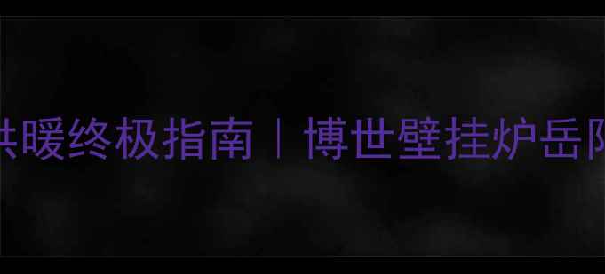 图片 🔥岳阳家庭供暖终极指南｜博世壁挂炉岳阳专卖店深度