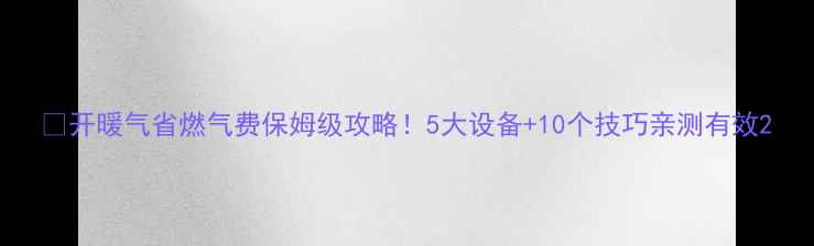 开暖气省燃气费保姆级攻略5大设备10个技巧亲测有效