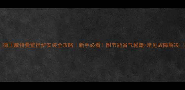 图片 🔥德国威特曼壁挂炉安装全攻略｜新手必看！附节能省气秘籍+常见故障解决✅2