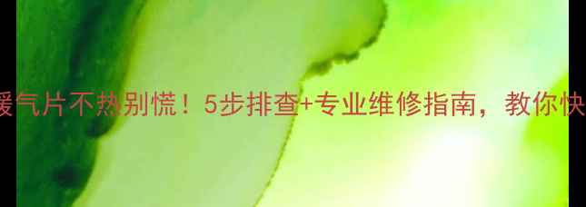 德国威能暖气片不热别慌5步排查专业维修指南教你快速恢复温暖