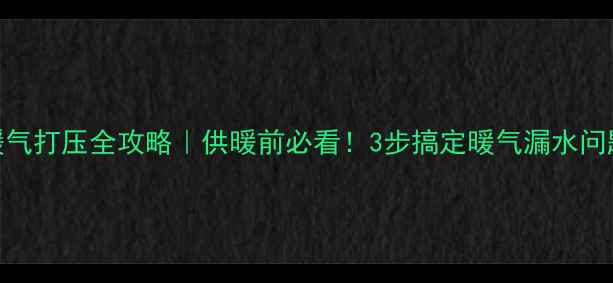 图片 🔥暖气打压全攻略｜供暖前必看！3步搞定暖气漏水问题🔥