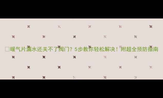 图片 🔥暖气片漏水还关不了阀门？5步教你轻松解决！附超全预防指南