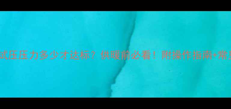 暖气试压压力多少才达标供暖前必看附操作指南常见问题
