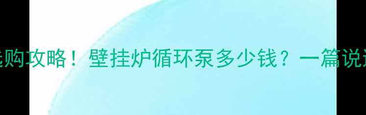 图片 🔥最新价格+选购攻略！壁挂炉循环泵多少钱？一篇说透所有细节！1