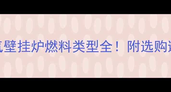 最新燃气壁挂炉燃料类型全附选购避坑指南