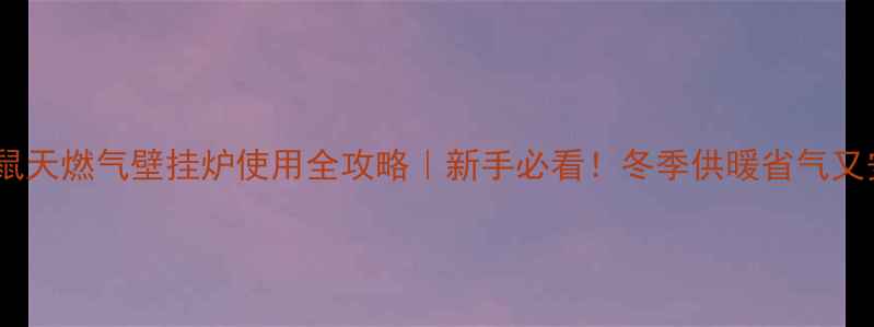 松鼠天燃气壁挂炉使用全攻略新手必看冬季供暖省气又安全