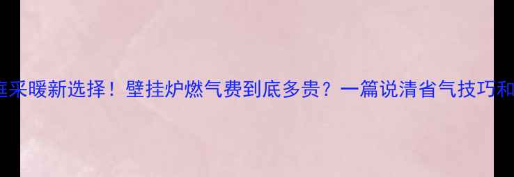 图片 🔥河北家庭采暖新选择！壁挂炉燃气费到底多贵？一篇说清省气技巧和品牌推荐2
