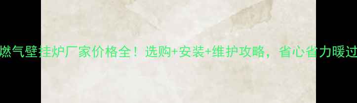 图片 🔥燃气壁挂炉厂家价格全！选购+安装+维护攻略，省心省力暖过冬