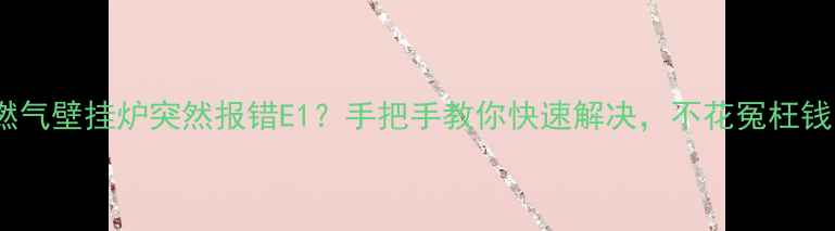 图片 🔥燃气壁挂炉突然报错E1？手把手教你快速解决，不花冤枉钱！1