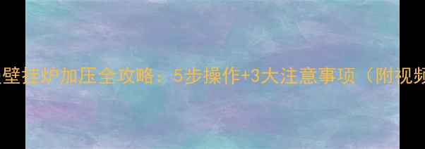 菲斯曼壁挂炉加压全攻略5步操作3大注意事项附视频教程