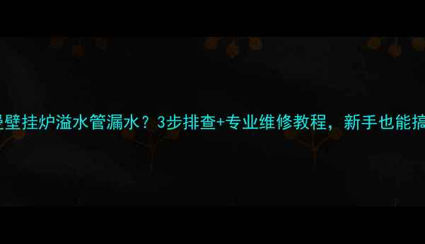 菲斯曼壁挂炉溢水管漏水3步排查专业维修教程新手也能搞定