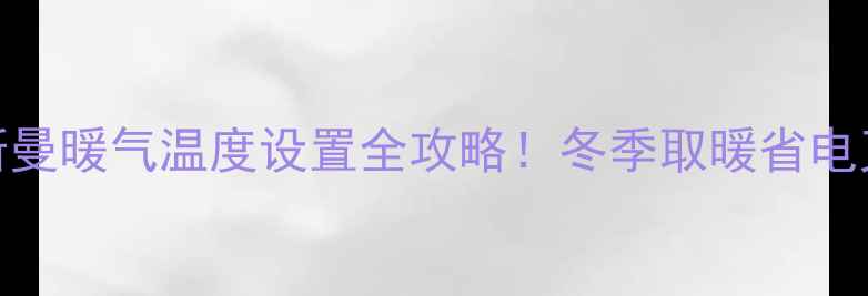 菲斯曼暖气温度设置全攻略冬季取暖省电又暖和