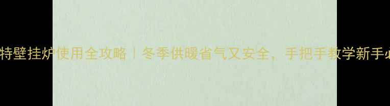 图片 🔥贝司特壁挂炉使用全攻略｜冬季供暖省气又安全，手把手教学新手必看！1