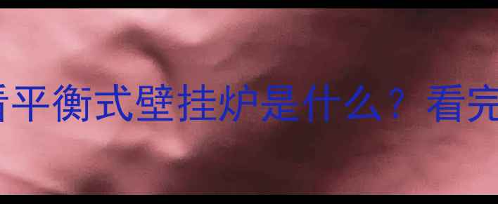 图片 🔥采暖设备选购必看平衡式壁挂炉是什么？看完这篇彻底懂了！💡2